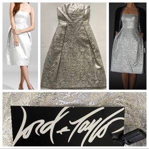 Size 0 Strapless Dress, Cream/Silver